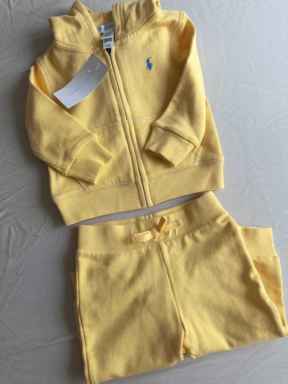 Ralph Lauren Yellow Hoodie & pants Set with Blue Polo Logo